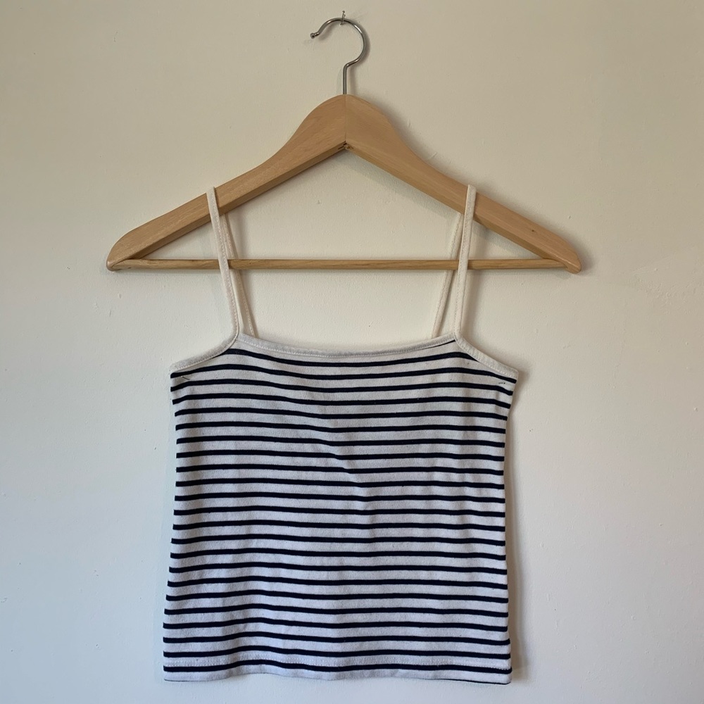 White/Black Striped Ribbed Knit Carole Tank Top